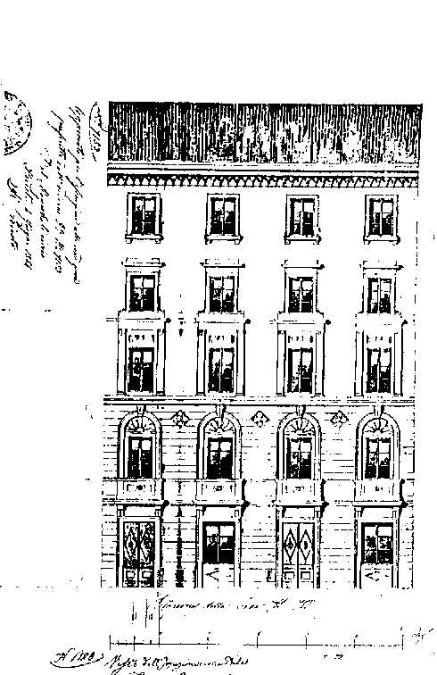 Disegno originale della facciata del 1854
